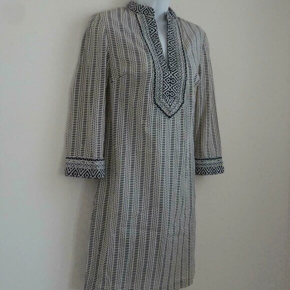 NWT TORY BURCH Corossol Black White Cotton Tory Mini Dress 0 - Picture 2 of 7